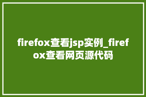 firefox查看jsp实例_firefox查看网页源代码