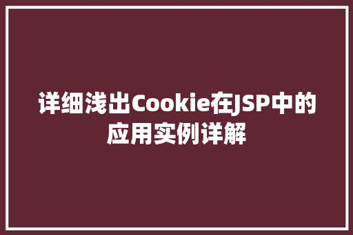 详细浅出Cookie在JSP中的应用实例详解