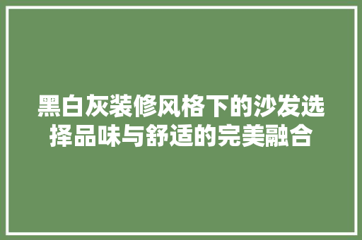 黑白灰装修风格下的沙发选择品味与舒适的完美融合  第1张