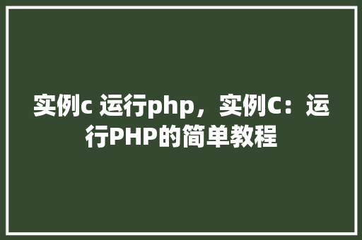 实例c 运行php，实例C：运行PHP的简单教程