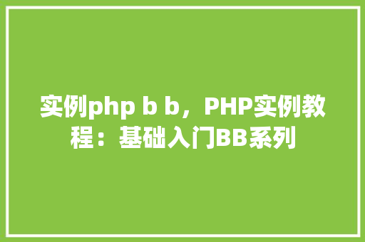 实例php b b，PHP实例教程：基础入门BB系列  第1张