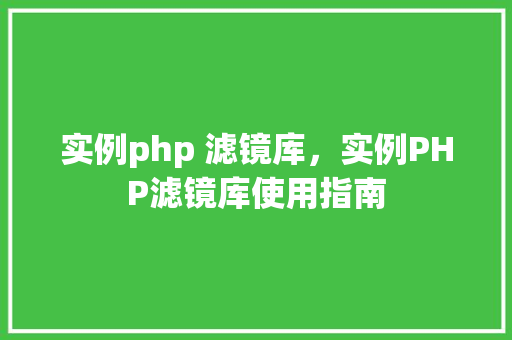 实例php 滤镜库，实例PHP滤镜库使用指南