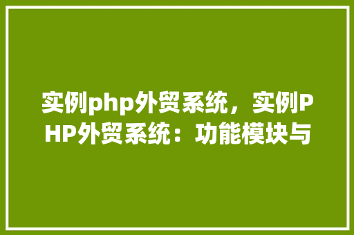 实例php外贸系统，实例PHP外贸系统：功能模块与特点分析