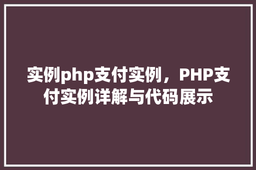 实例php支付实例，PHP支付实例详解与代码展示