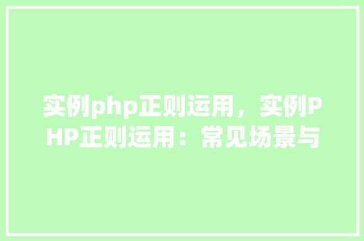 实例php正则运用，实例PHP正则运用：常见场景与代码介绍