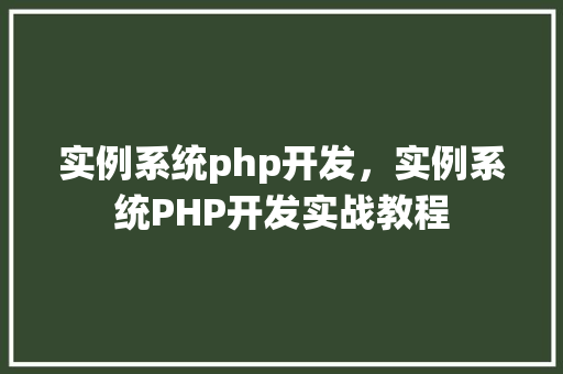 实例系统php开发，实例系统PHP开发实战教程