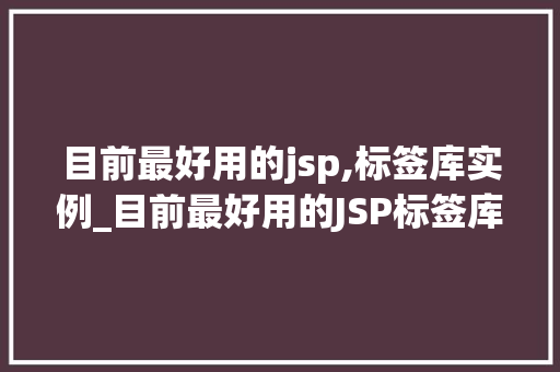 目前最好用的jsp,标签库实例_目前最好用的JSP标签库实例实战与应用方法
