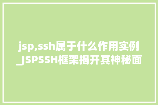 jsp,ssh属于什么作用实例_JSPSSH框架揭开其神秘面纱，其重要作用实例