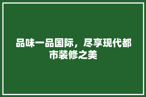 品味一品国际，尽享现代都市装修之美