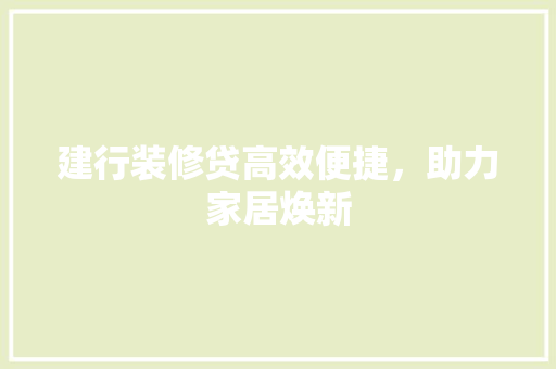 建行装修贷高效便捷，助力家居焕新  第1张