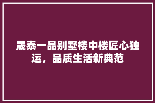 晟泰一品别墅楼中楼匠心独运，品质生活新典范  第1张
