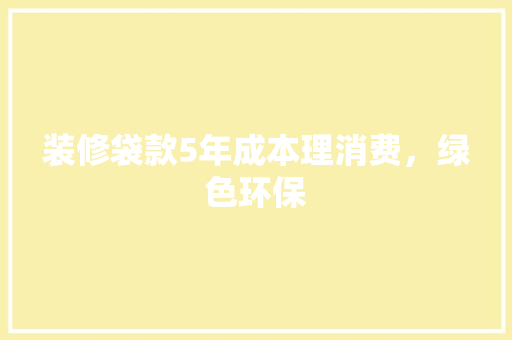 装修袋款5年成本理消费，绿色环保