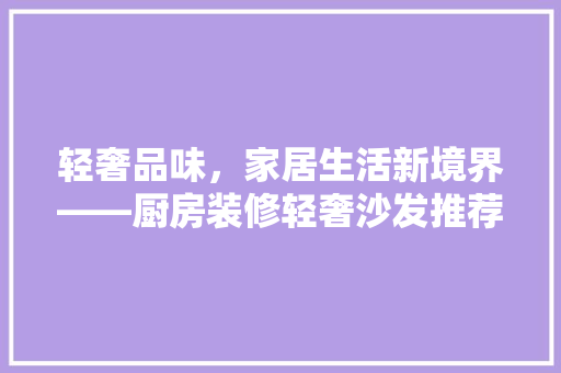 轻奢品味，家居生活新境界——厨房装修轻奢沙发推荐