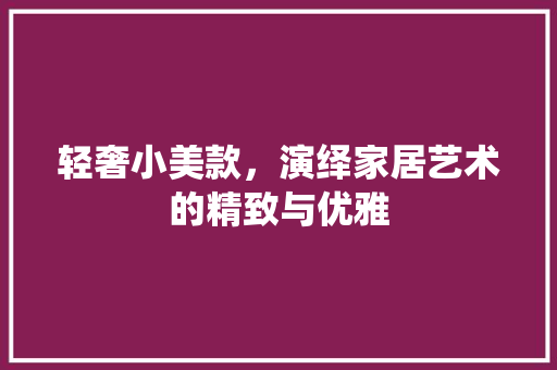 轻奢小美款，演绎家居艺术的精致与优雅  第1张