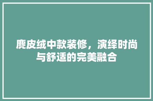 麂皮绒中款装修，演绎时尚与舒适的完美融合  第1张