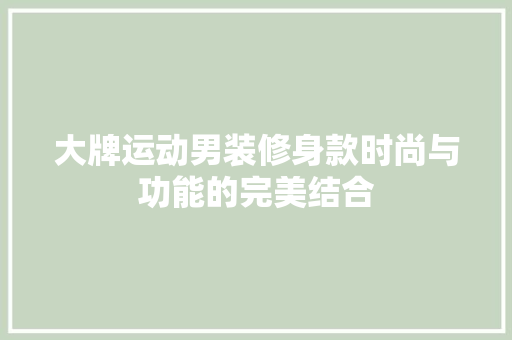 大牌运动男装修身款时尚与功能的完美结合