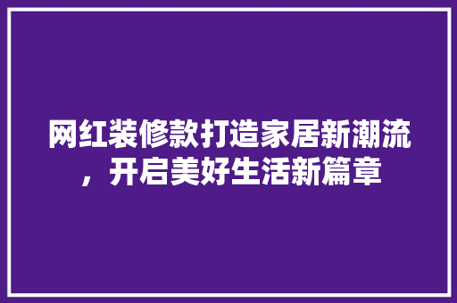 网红装修款打造家居新潮流，开启美好生活新篇章
