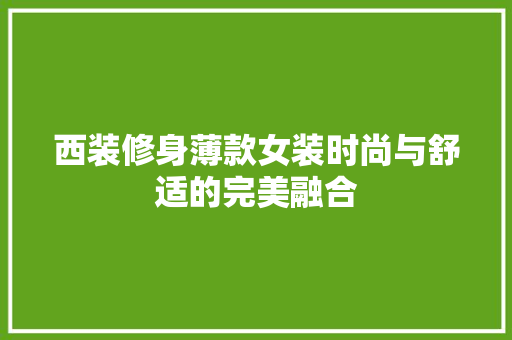 西装修身薄款女装时尚与舒适的完美融合  第1张