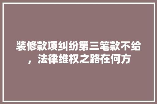 装修款项纠纷第三笔款不给，法律维权之路在何方