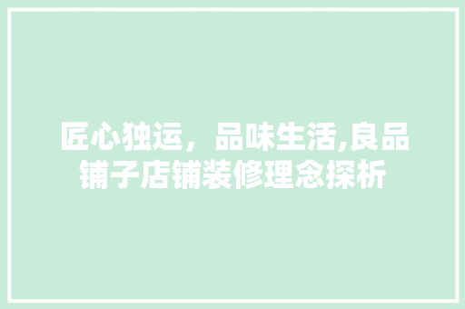 匠心独运，品味生活,良品铺子店铺装修理念探析  第1张