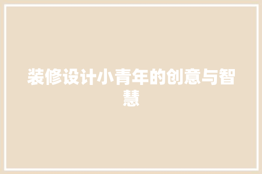 装修设计小青年的创意与智慧  第1张