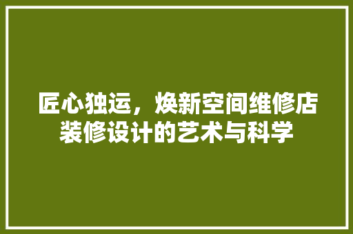 匠心独运，焕新空间维修店装修设计的艺术与科学