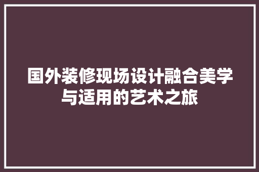 国外装修现场设计融合美学与适用的艺术之旅  第1张