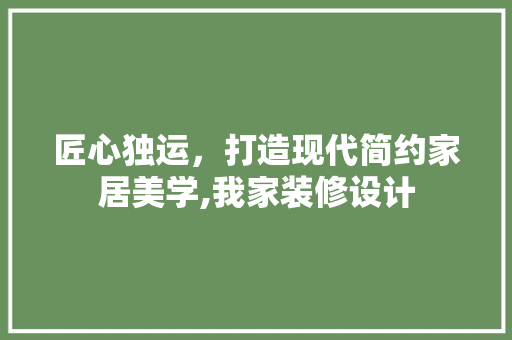 匠心独运，打造现代简约家居美学,我家装修设计