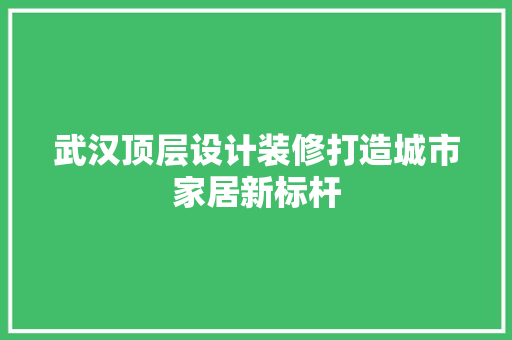 武汉顶层设计装修打造城市家居新标杆  第1张