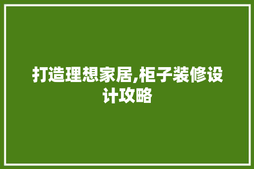 打造理想家居,柜子装修设计攻略  第1张