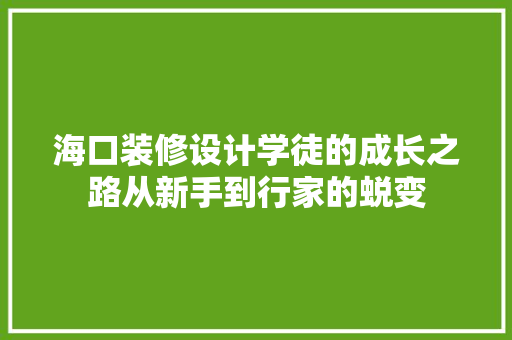 海口装修设计学徒的成长之路从新手到行家的蜕变