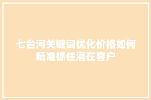 七台河关键词优化价格如何精准抓住潜在客户  第1张