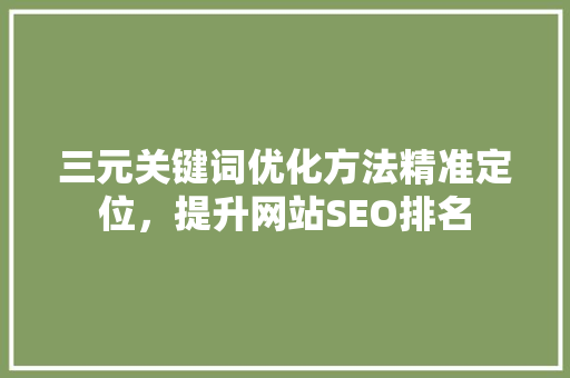 三元关键词优化方法精准定位，提升网站SEO排名