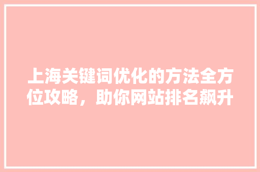 上海关键词优化的方法全方位攻略，助你网站排名飙升