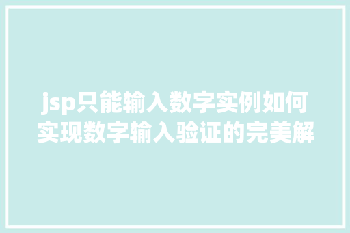 jsp只能输入数字实例如何实现数字输入验证的完美解决方法  第1张