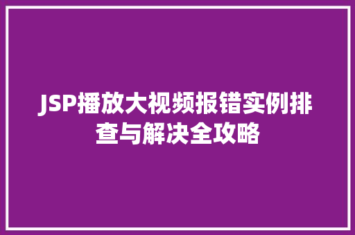 JSP播放大视频报错实例排查与解决全攻略