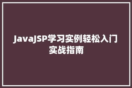 JavaJSP学习实例轻松入门实战指南