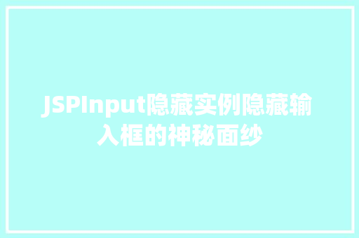 JSPInput隐藏实例隐藏输入框的神秘面纱