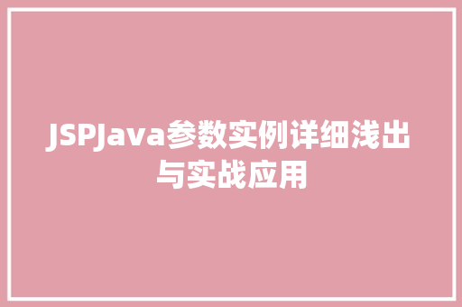 JSPJava参数实例详细浅出与实战应用