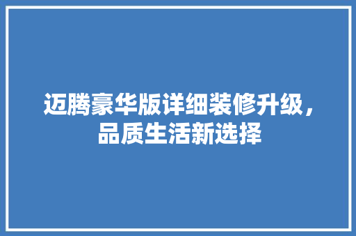 迈腾豪华版详细装修升级，品质生活新选择