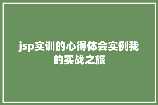 jsp实训的心得体会实例我的实战之旅